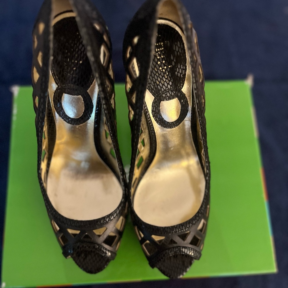 Charles David Black Peep-Toe Cutout Heels